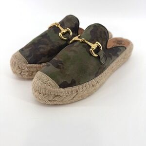 CONCHISA Women's Camouflage Espadrille Mules Slip On Flats Made in Spain size 39